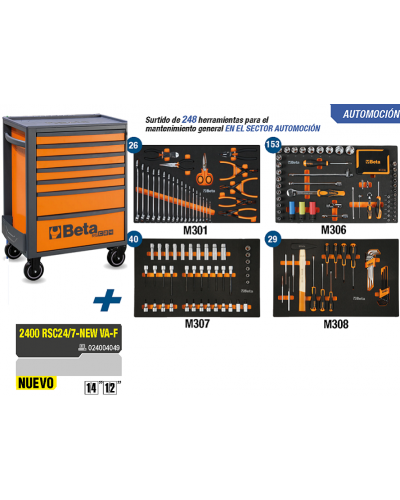 Carro de taller automoción con 248 herramientas BETA RSC24/7-NEW VA-F